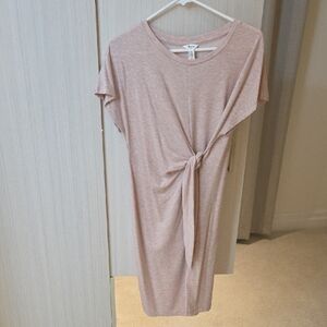 Thyme Maternity Soft Knit Tie-Front Dress in Pink